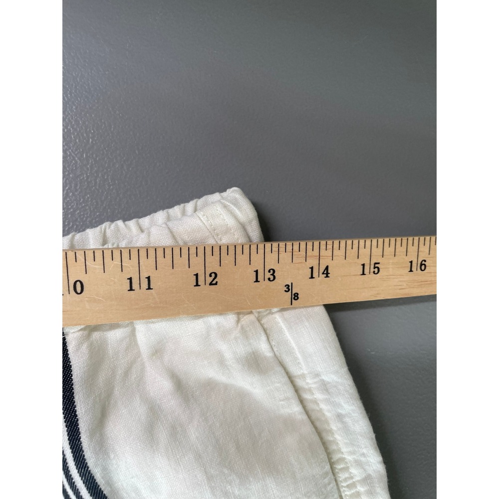 NWT Madewell Pants Pull On Linen Blend Small Bold Placement Stripe Cream Black - Picture 11 of 13
